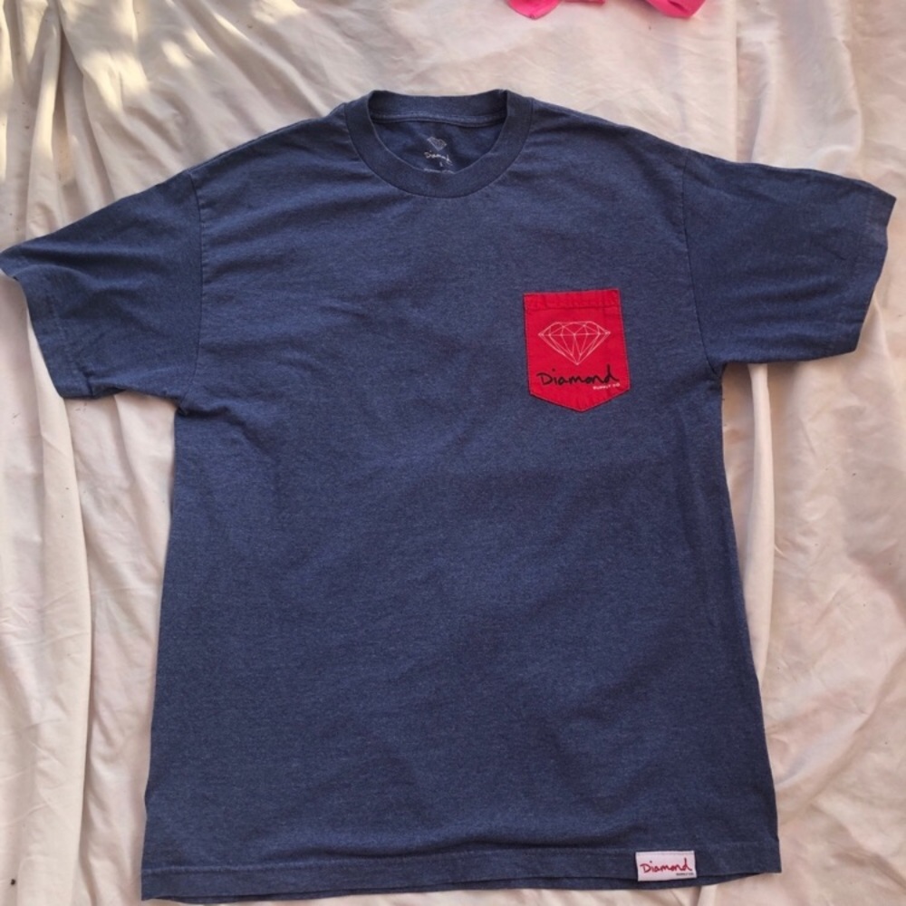 Diamond Supply Co. Men Pocket Tee Shirt Blue Navy Red Mens Large